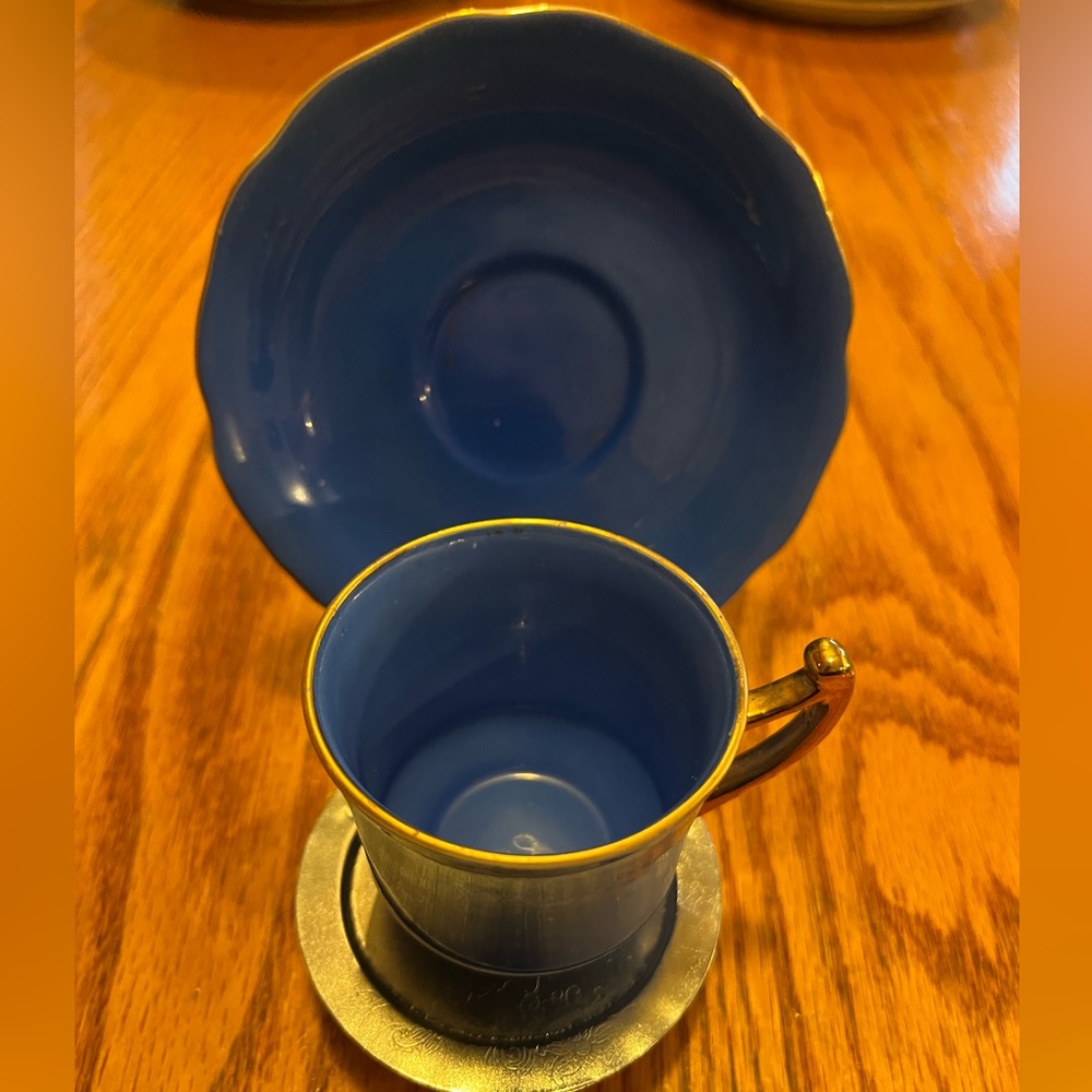 Vintage Goldcrest deep blue small teacup saucer.